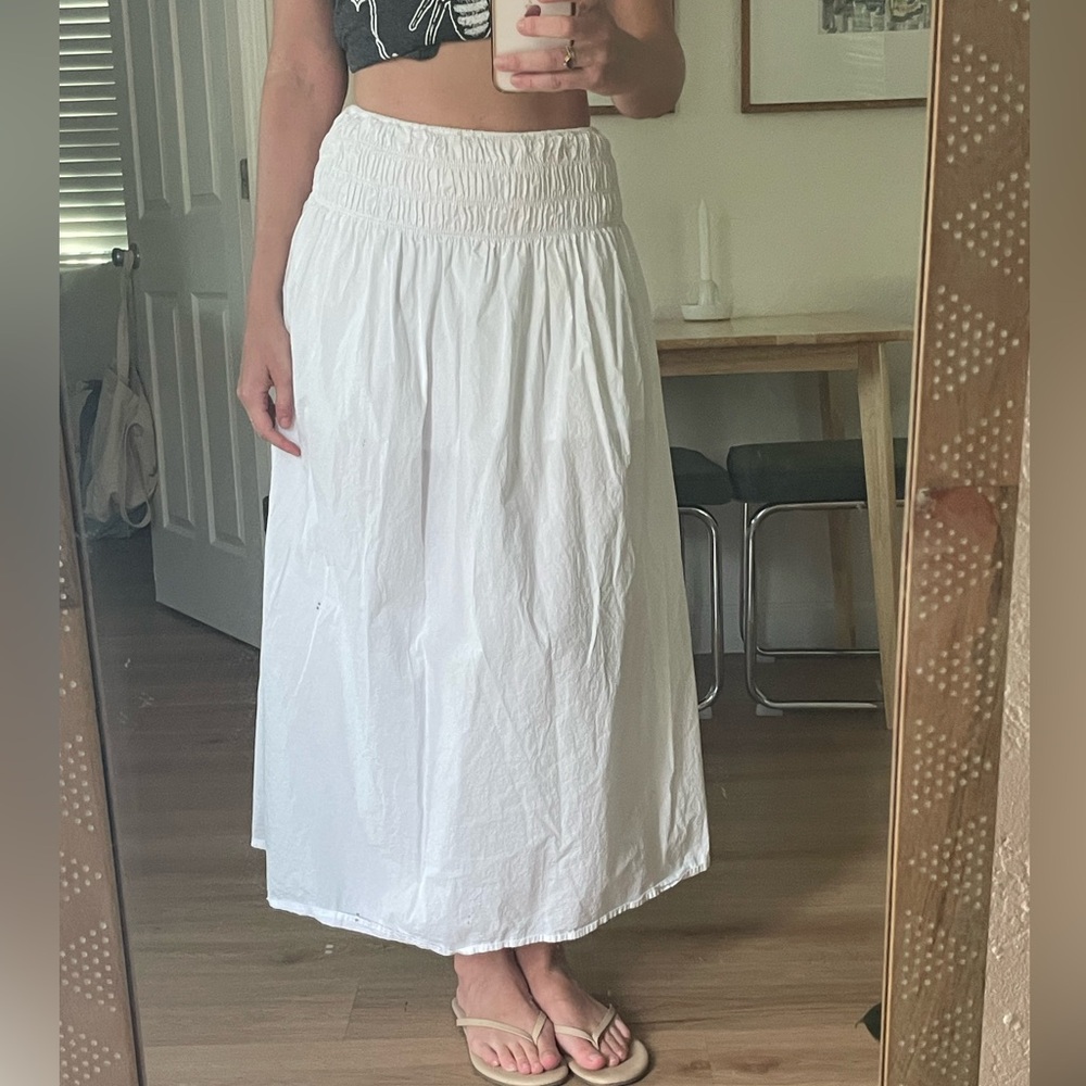 White Poplin Cotton Maxi Skirt